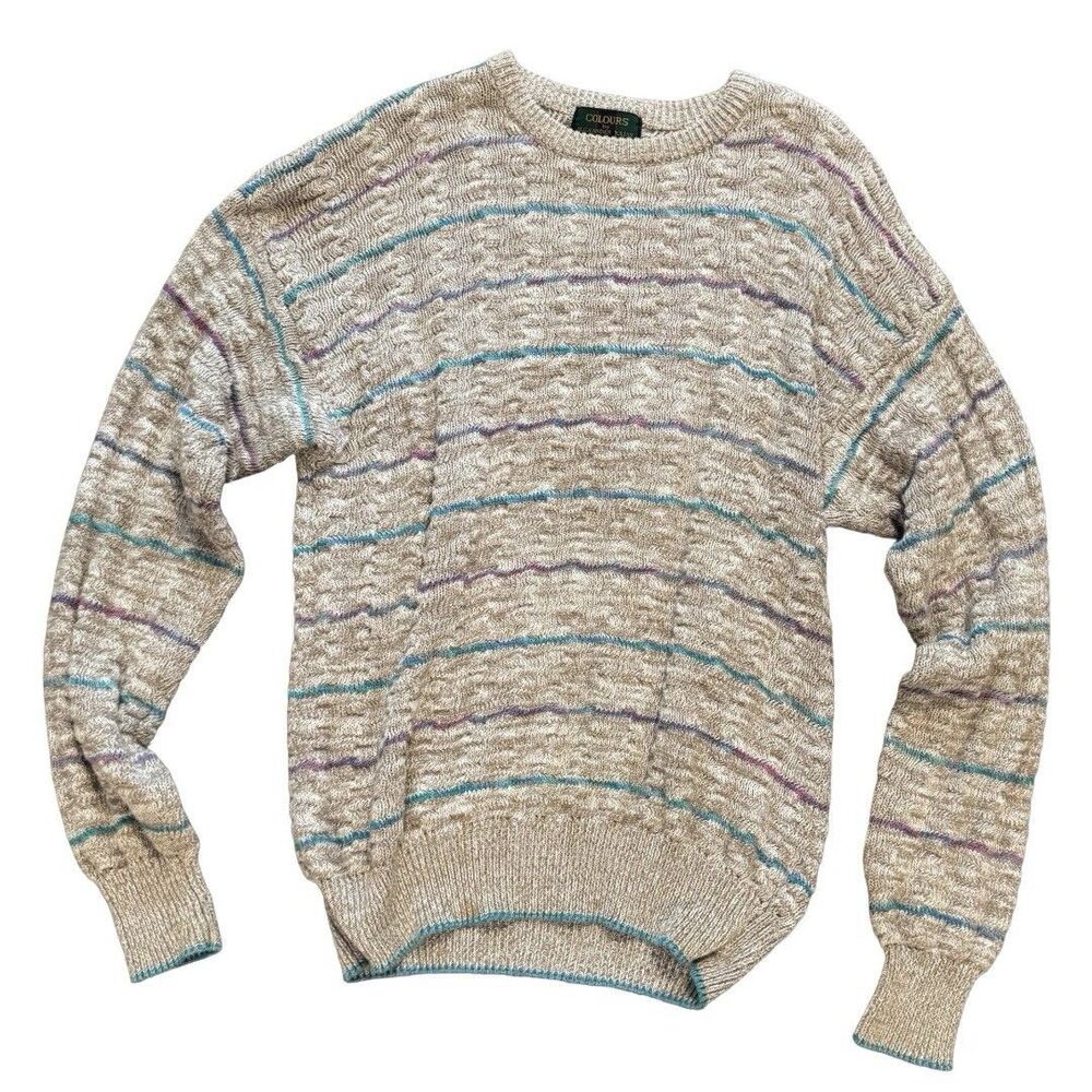 Vintage Colours by Alexander Julian Cosby Sweater Knit Stripes Textured Men’s XL